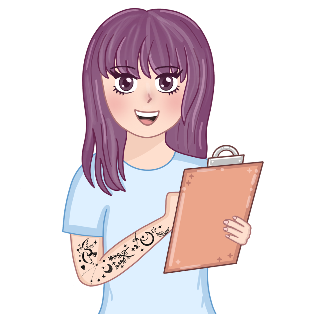 Girl holding a notepad