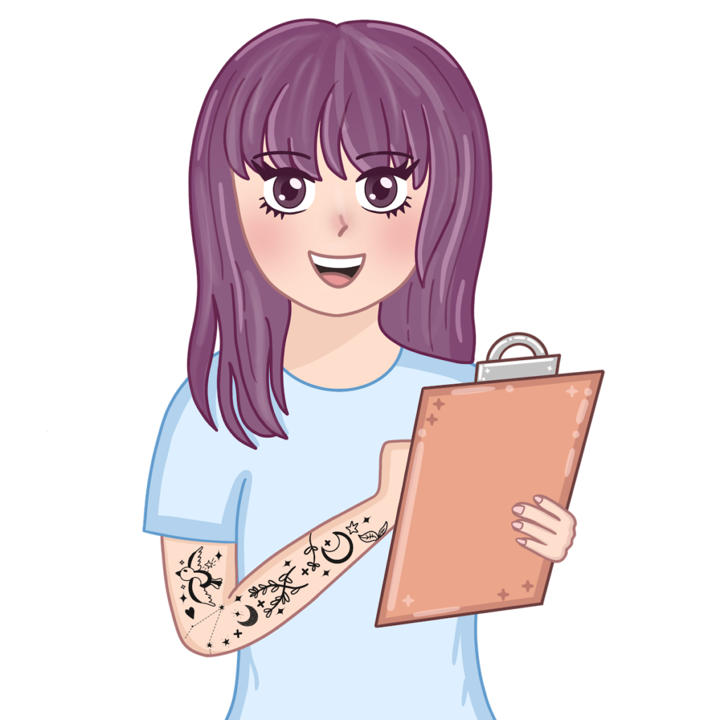 Girl holding a notepad